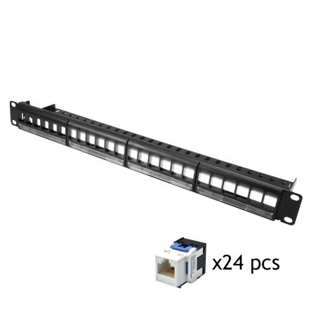Category 6 - 1U 24-Port UTP Snap-In Type Front Access Panel with Jack